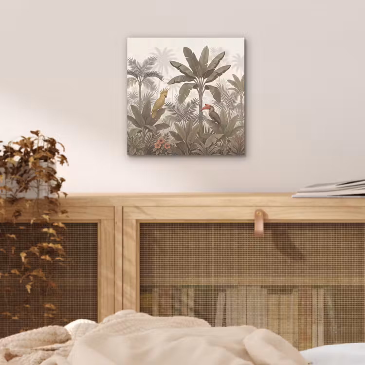 Vogel - Jungle - Tropisch - Illustratie - Groen aluminium wit klein -sfeer3