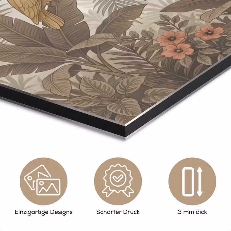 Vogel - Jungle - Tropisch - Illustratie - Groen aluminium wit klein -closeup_DE