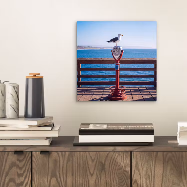 Vogel - Verrekijker - Kust - Zee - Blauw aluminium wit klein -sfeer1