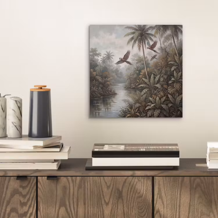 Vogel - Vliegend - Tropisch - Landschap - Klassiek aluminium wit klein -sfeer1