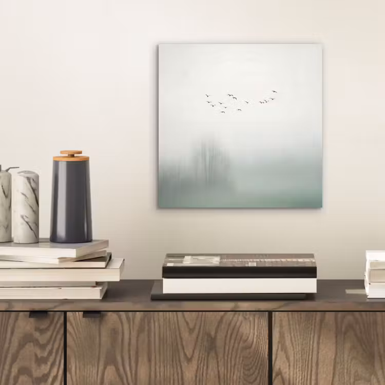 Vogel - Vlucht - Natuur - Minimalistisch aluminium wit klein -sfeer1