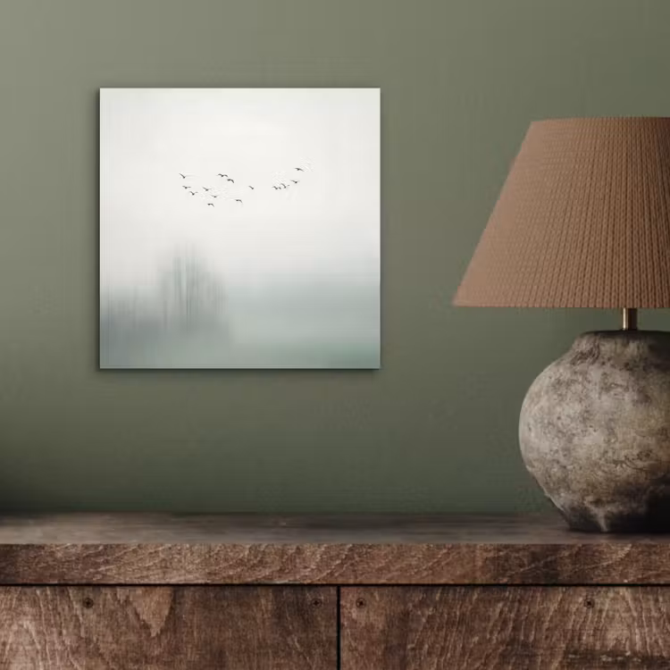 Vogel - Vlucht - Natuur - Minimalistisch aluminium wit klein -sfeer2