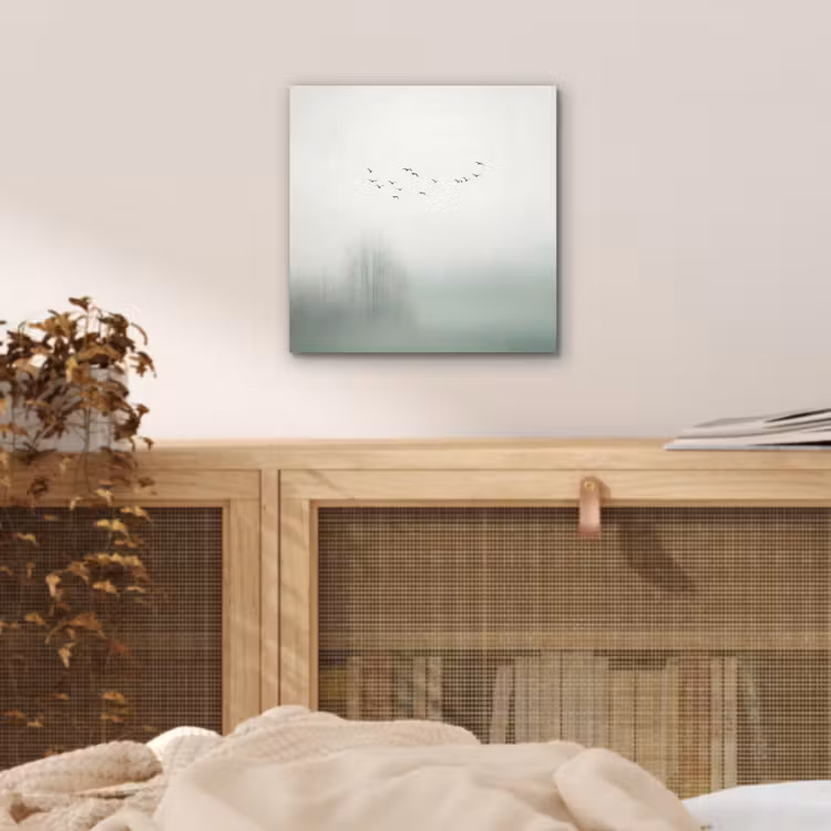 Vogel - Vlucht - Natuur - Minimalistisch aluminium wit klein -sfeer3