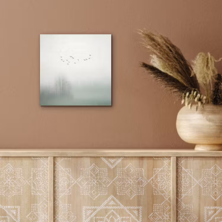 Vogel - Vlucht - Natuur - Minimalistisch aluminium wit klein -sfeer4
