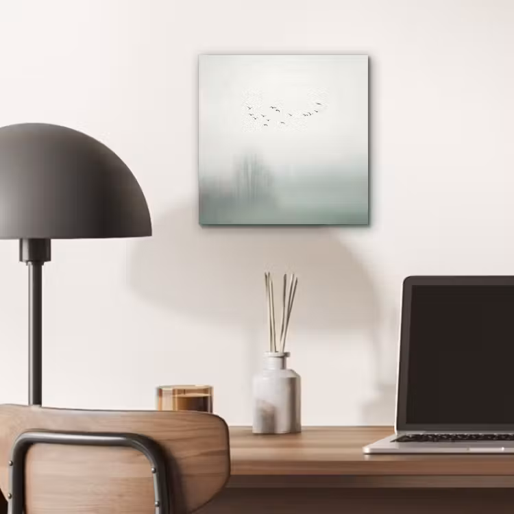 Vogel - Vlucht - Natuur - Minimalistisch aluminium wit klein -sfeer5