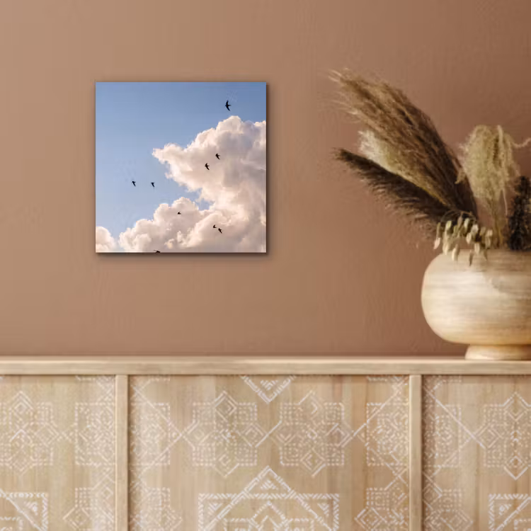 Vogel - Vlucht - Wolken - Natuur - Blauw aluminium wit klein -sfeer4