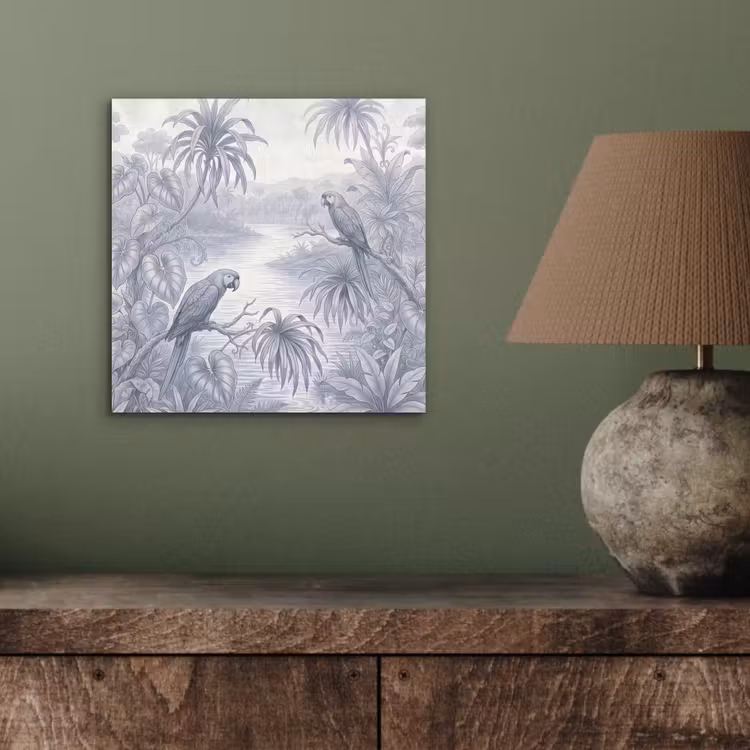 Vogel - Rivier - Tropisch - Illustratie - Blauw aluminium wit klein -sfeer2