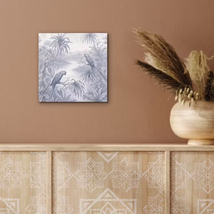 Vogel - Rivier - Tropisch - Illustratie - Blauw aluminium wit klein -sfeer4