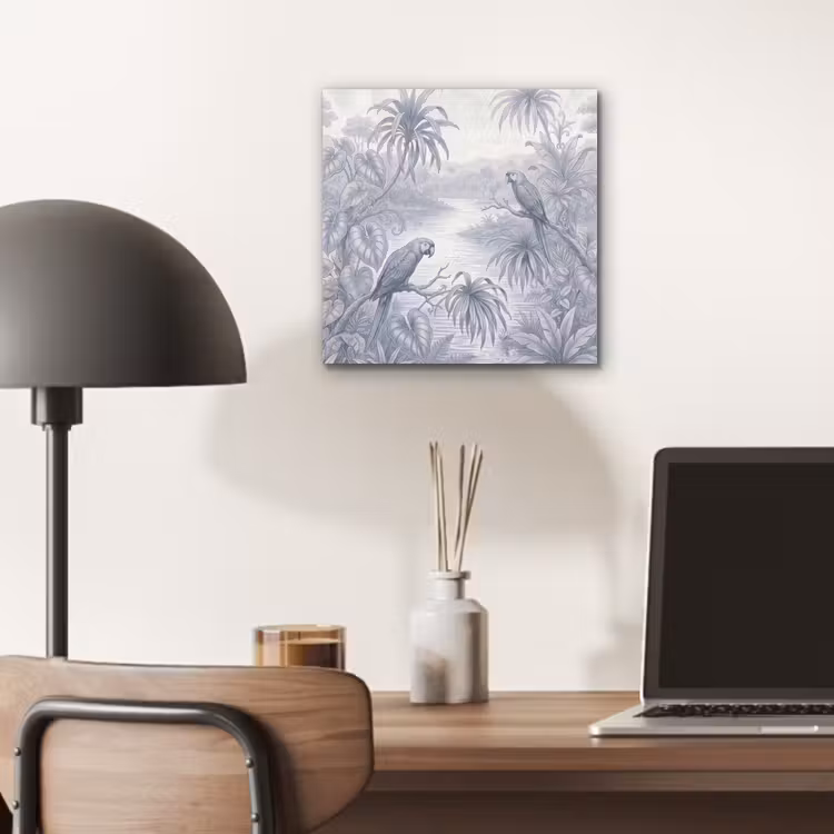 Vogel - Rivier - Tropisch - Illustratie - Blauw aluminium wit klein -sfeer5