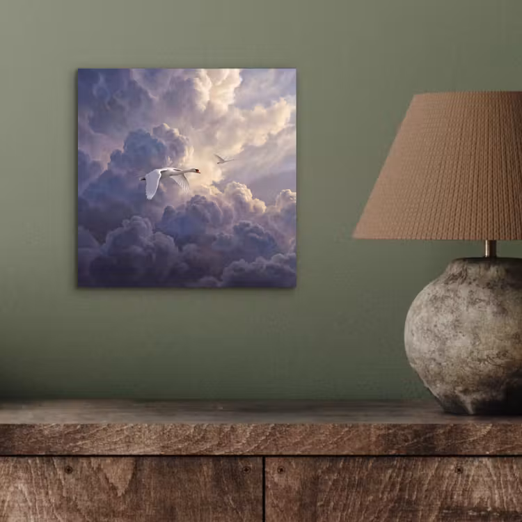 Vogel - Vliegend - Natuur - Wit - Wolken aluminium wit klein -sfeer2