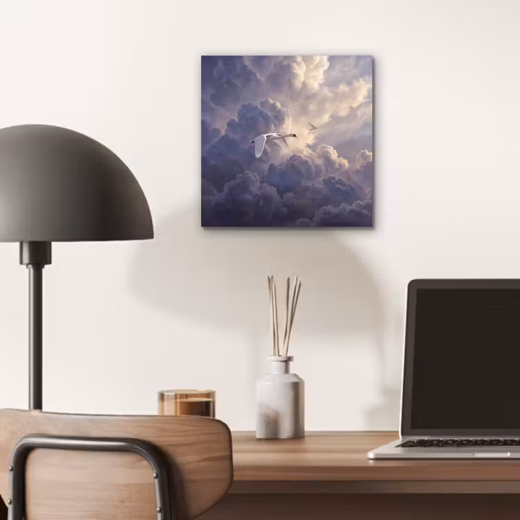 Vogel - Vliegend - Natuur - Wit - Wolken aluminium wit klein -sfeer5