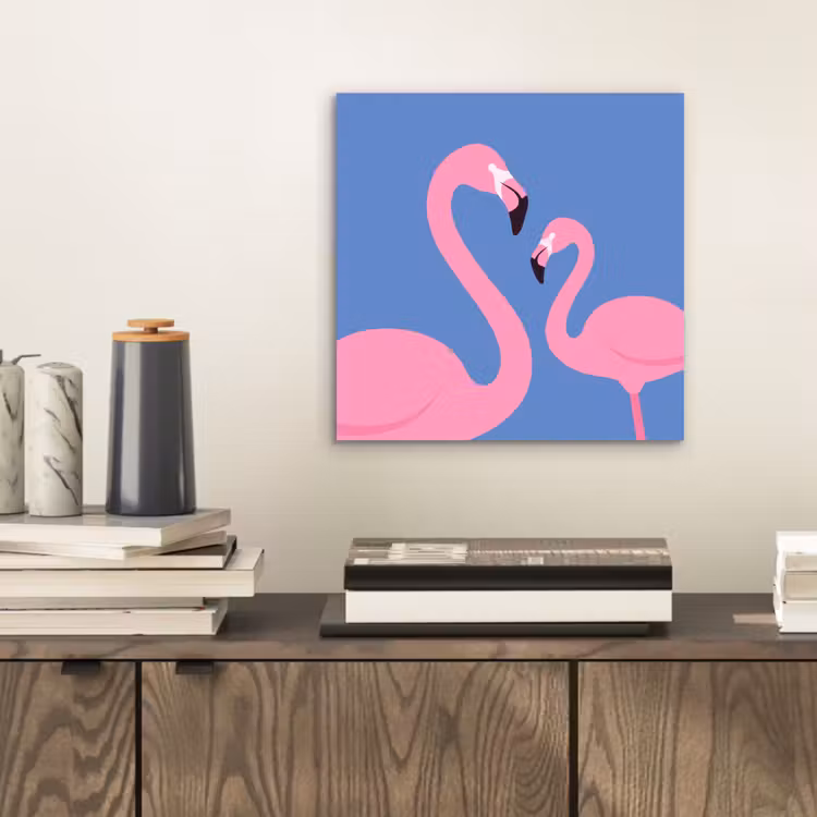 Vogel - Paar - Dieren - Modern - Roze aluminium wit klein -sfeer1
