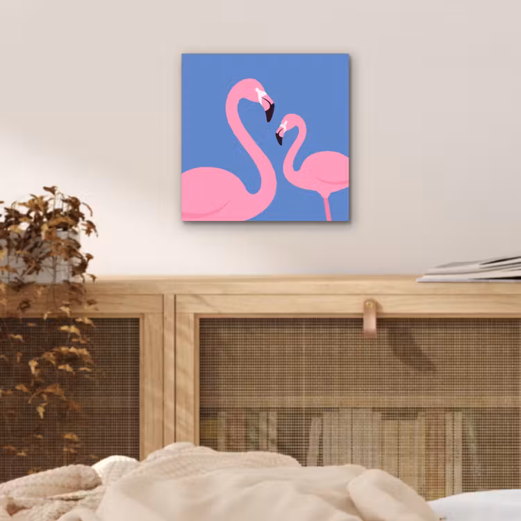 Vogel - Paar - Dieren - Modern - Roze aluminium wit klein -sfeer3