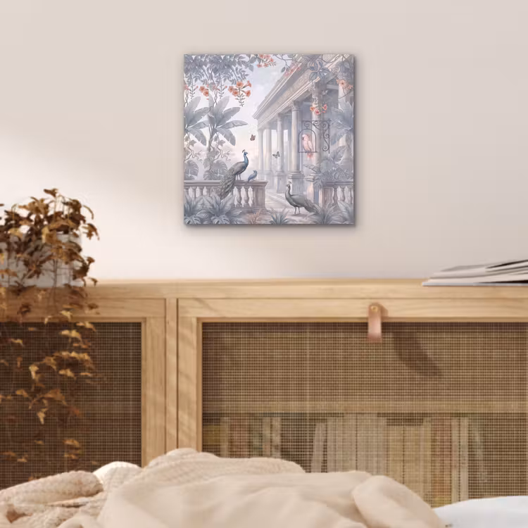 Vogel - Pauw - Architectuur - Klassiek - Groen aluminium wit klein -sfeer3
