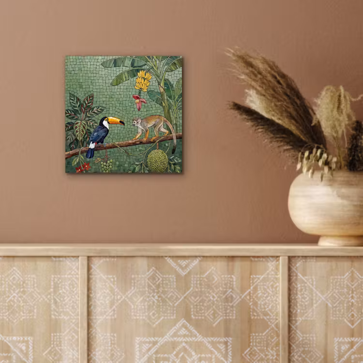 Vogel - Dier - Jungle - Mozaïek - Natuur aluminium wit klein -sfeer4