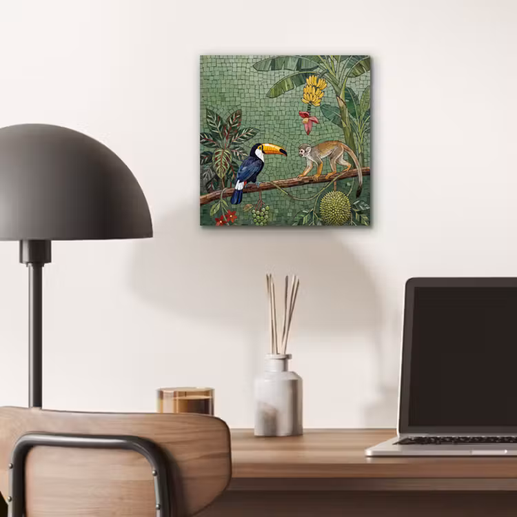 Vogel - Dier - Jungle - Mozaïek - Natuur aluminium wit klein -sfeer5