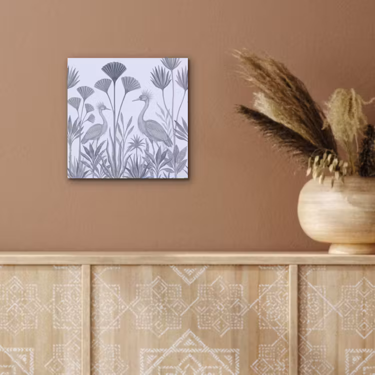 Vogel - Tropisch - Illustratie - Blauwgrijs - Natuur aluminium wit klein -sfeer4