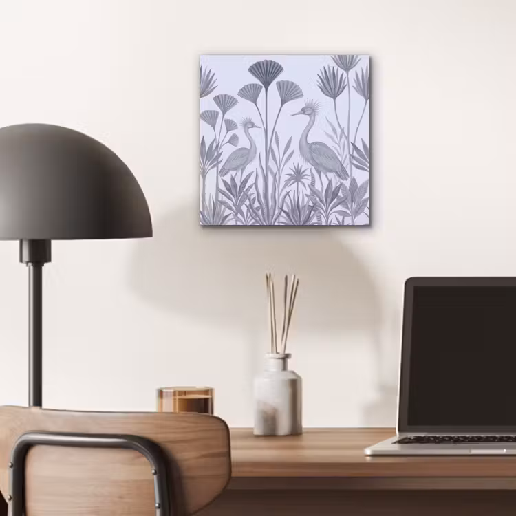 Vogel - Tropisch - Illustratie - Blauwgrijs - Natuur aluminium wit klein -sfeer5