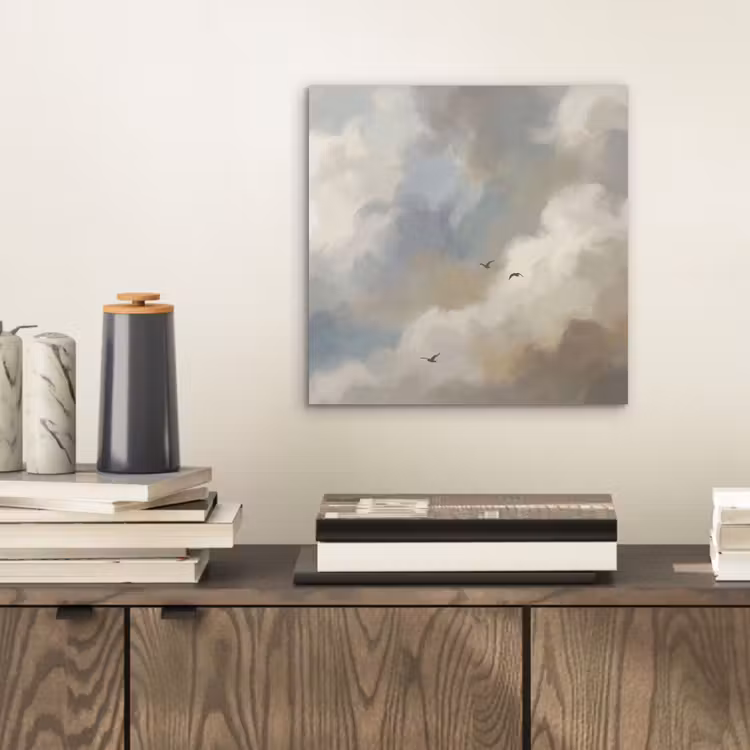 Vogel - Wolken - Natuur - Modern - Grijs aluminium wit klein -sfeer1