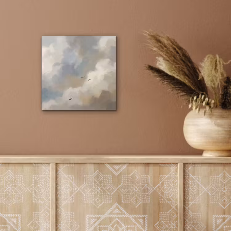 Vogel - Wolken - Natuur - Modern - Grijs aluminium wit klein -sfeer4