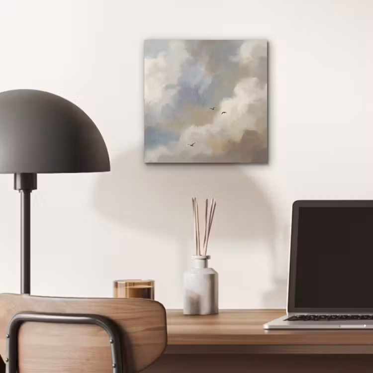 Vogel - Wolken - Natuur - Modern - Grijs aluminium wit klein -sfeer5
