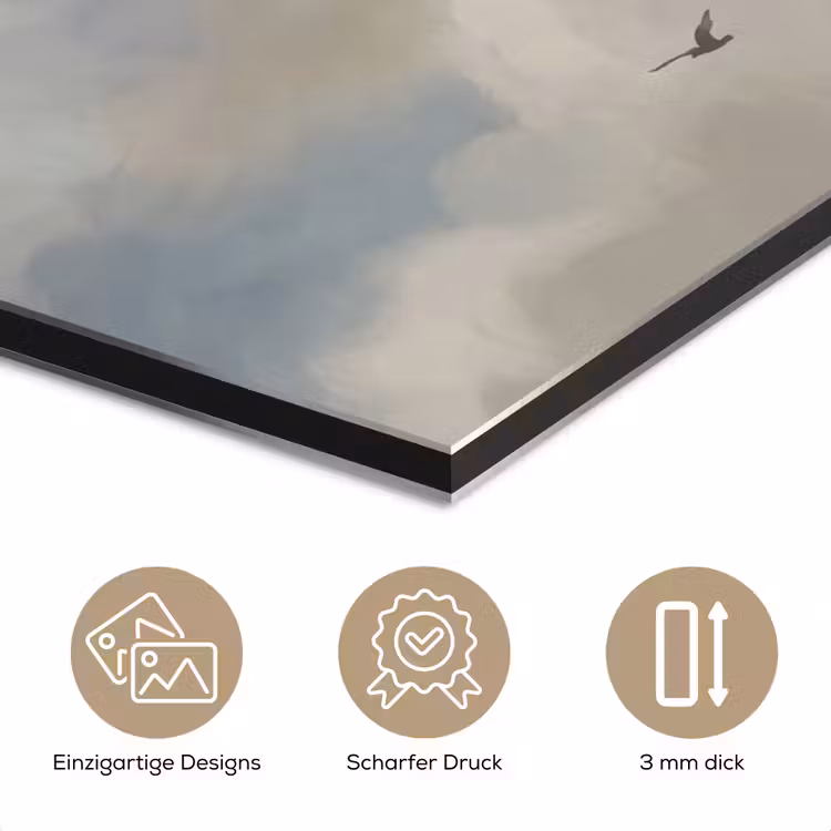 Vogel - Wolken - Natuur - Modern - Grijs aluminium wit klein -closeup_DE