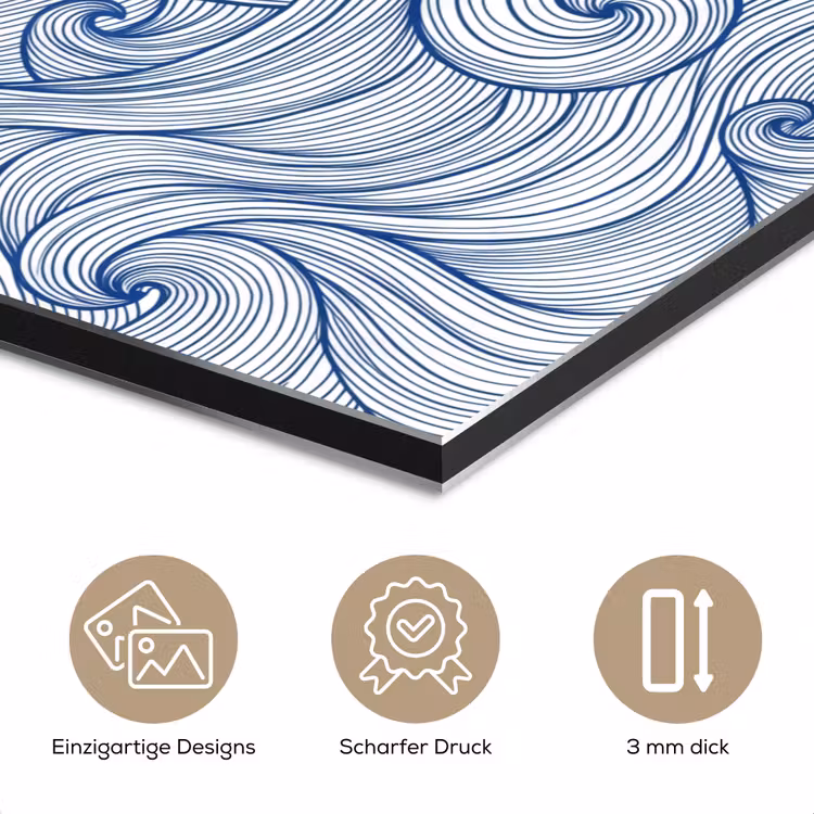 Walvis - Staart - Golven - Lijntekening - Blauw aluminium wit klein -closeup_DE