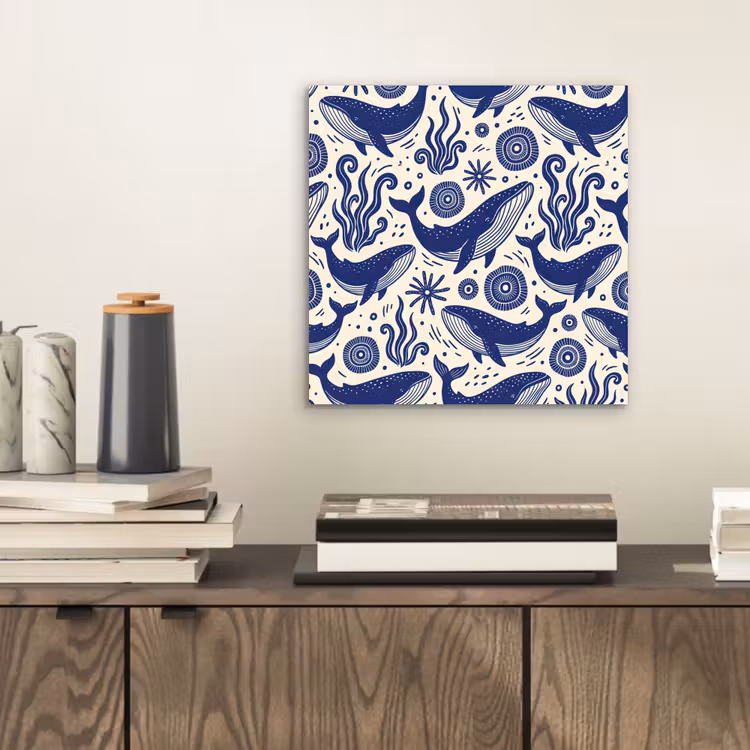 Walvis - Onderwater - Dieren - Abstract - Blauw aluminium wit klein -sfeer1