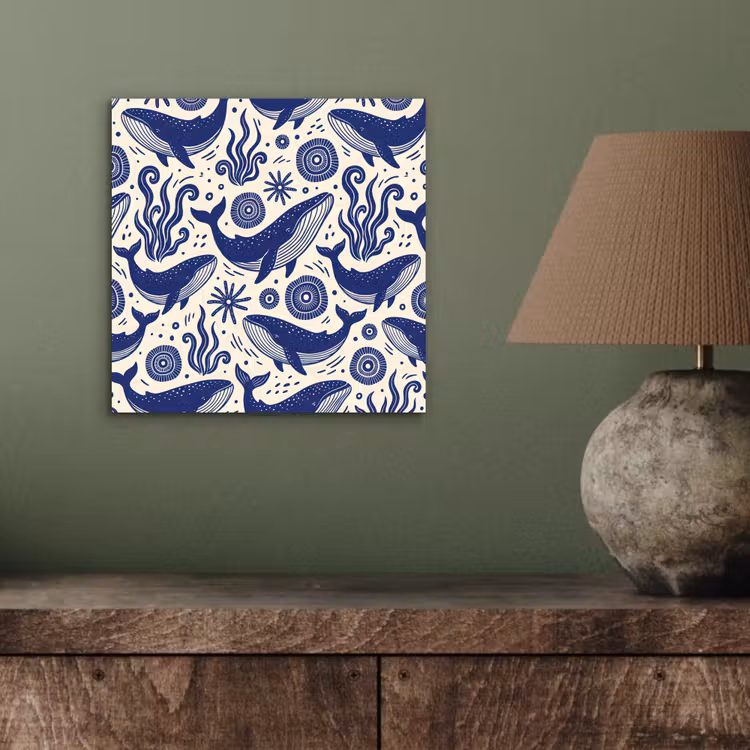 Walvis - Onderwater - Dieren - Abstract - Blauw aluminium wit klein -sfeer2