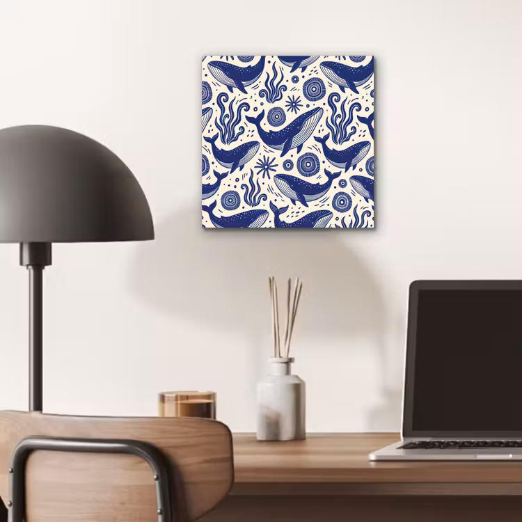 Walvis - Onderwater - Dieren - Abstract - Blauw aluminium wit klein -sfeer5
