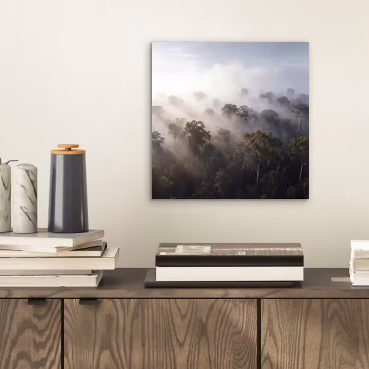 Bos - Mist - Natuur - Groen aluminium wit klein -sfeer1