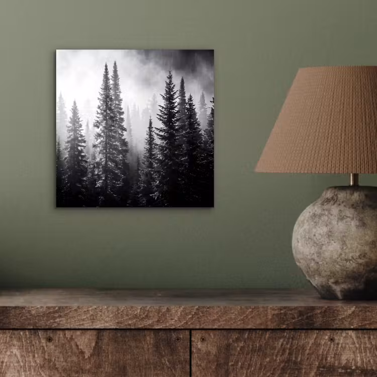Bos - Mist - Winter - Monochroom - Natuur aluminium wit klein -sfeer2