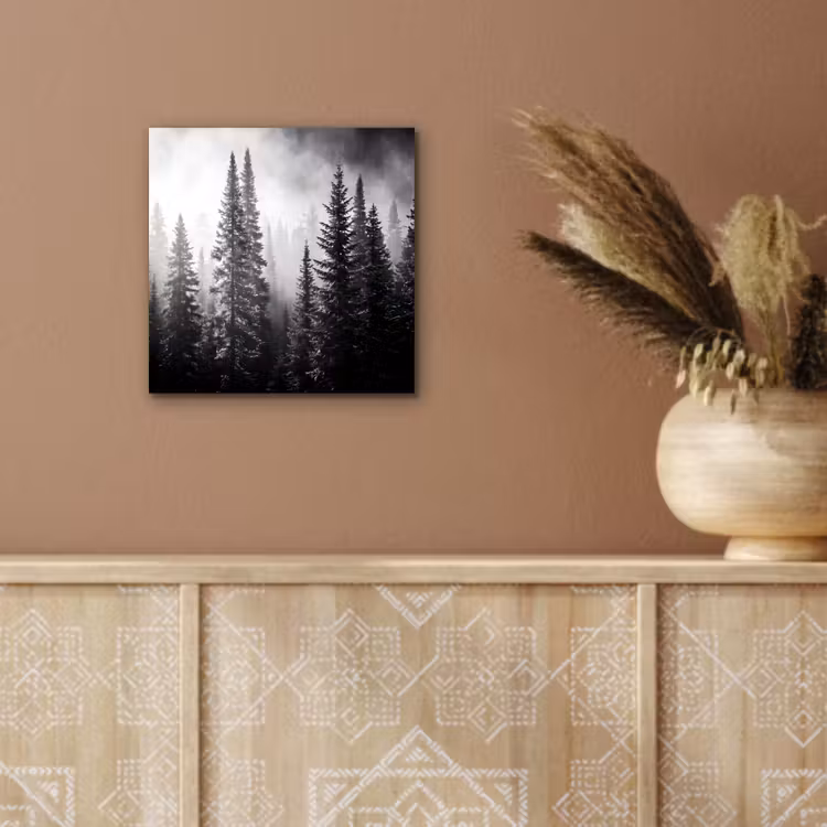 Bos - Mist - Winter - Monochroom - Natuur aluminium wit klein -sfeer4