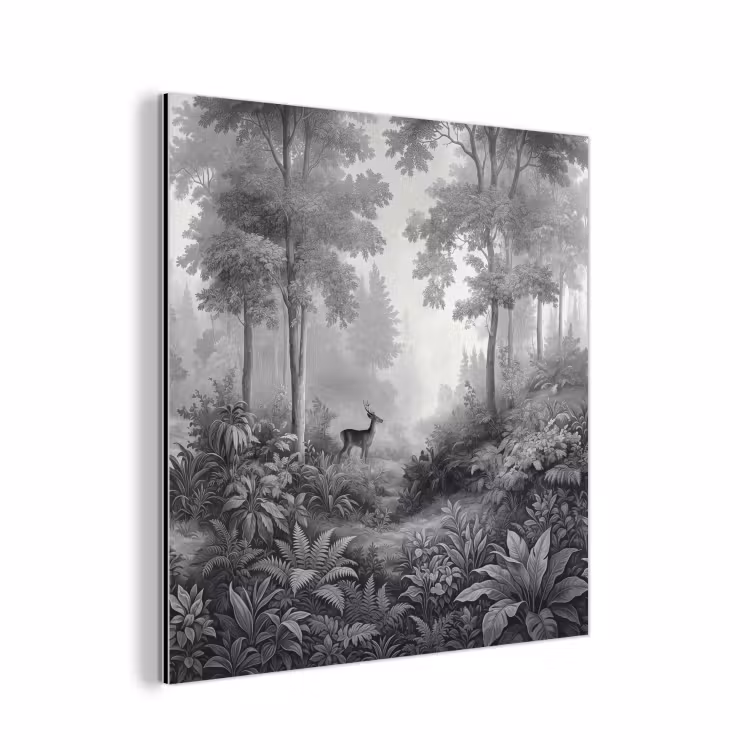 Bos - Hert - Zwart - Wit aluminium wit klein -3d
