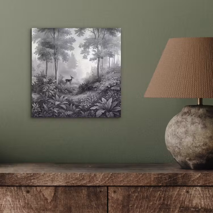 Bos - Hert - Zwart - Wit aluminium wit klein -sfeer2