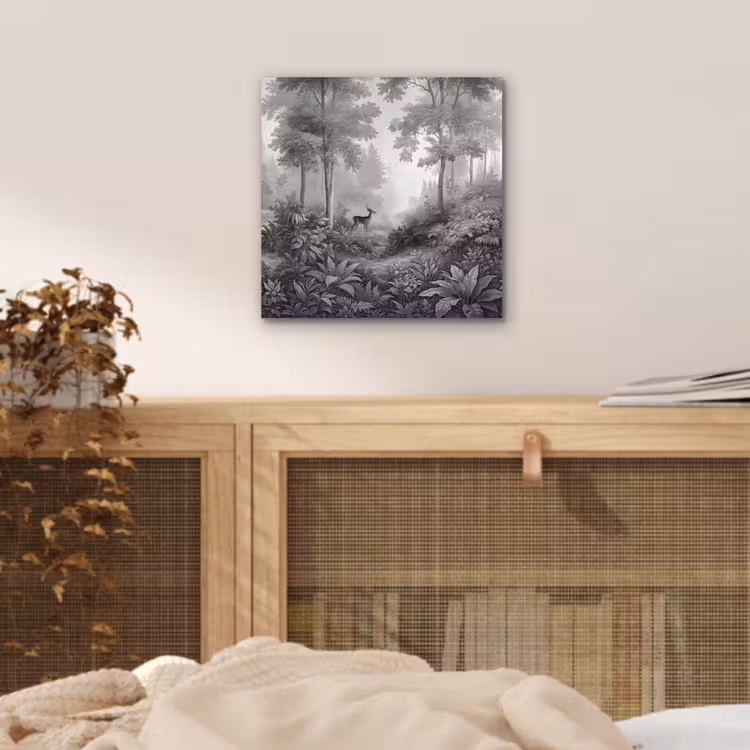 Bos - Hert - Zwart - Wit aluminium wit klein -sfeer3