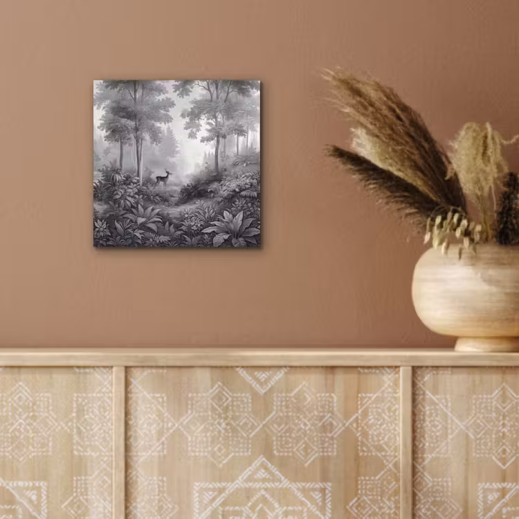 Bos - Hert - Zwart - Wit aluminium wit klein -sfeer4