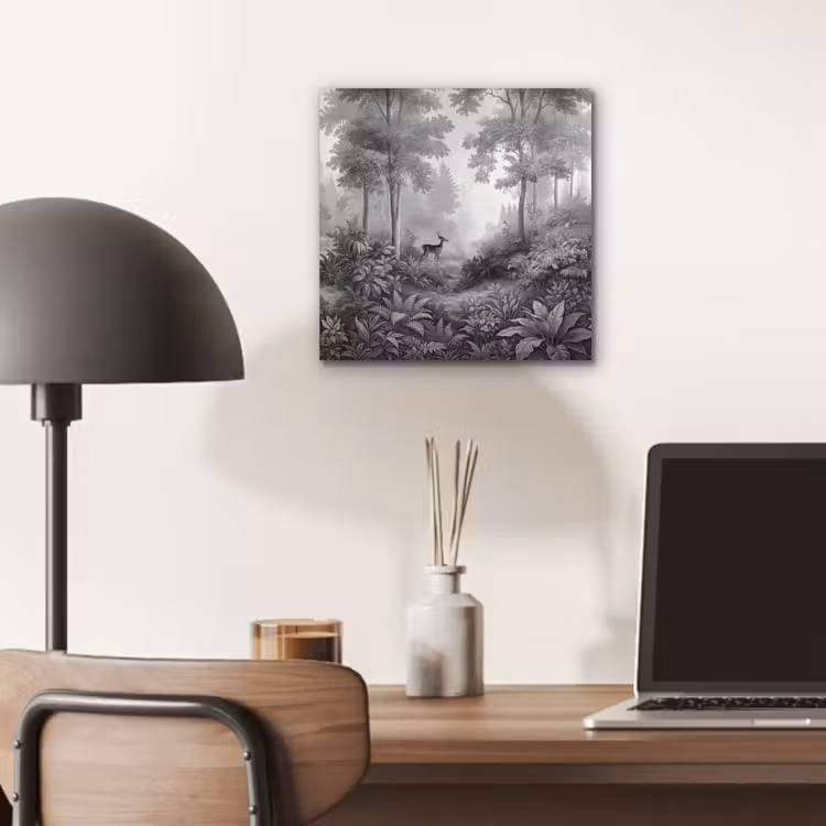 Bos - Hert - Zwart - Wit aluminium wit klein -sfeer5