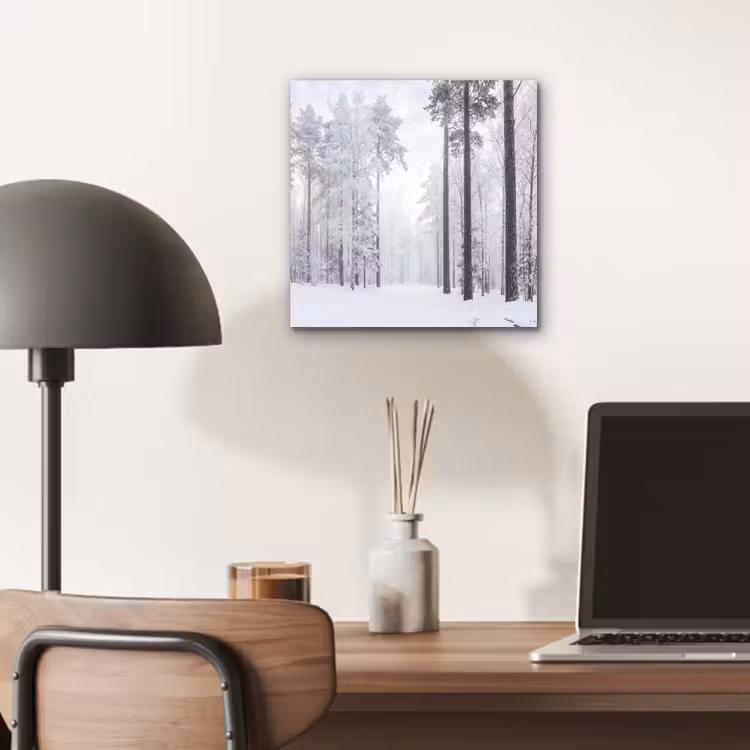Bos - Sneeuw - Pad - Winter - Stilte aluminium wit klein -sfeer5