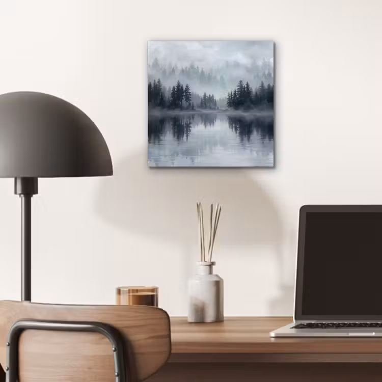 Bos - Meer - Mist - Natuur - Grijs aluminium wit klein -sfeer5