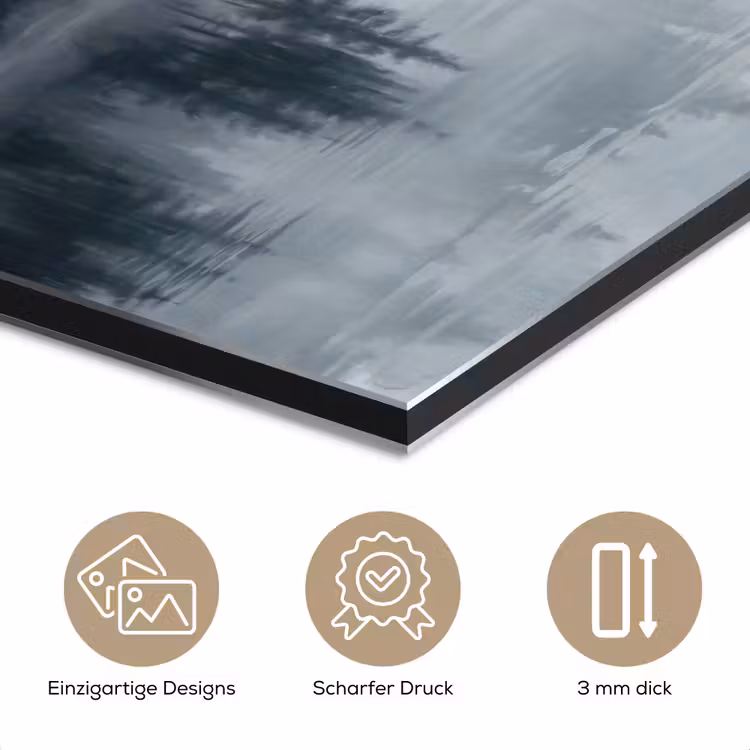 Bos - Meer - Mist - Natuur - Grijs aluminium wit klein -closeup_DE