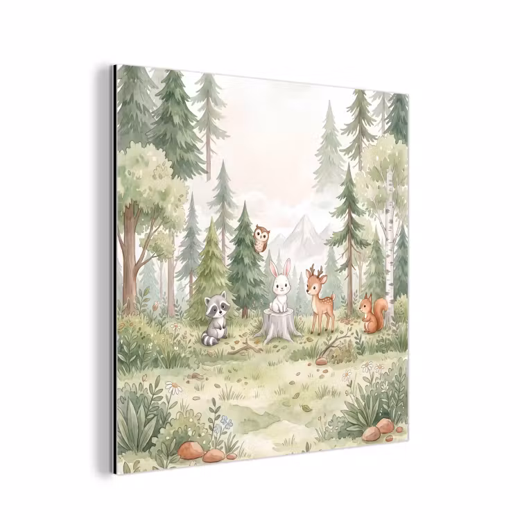Bos - Dieren - Groen aluminium wit klein -3d