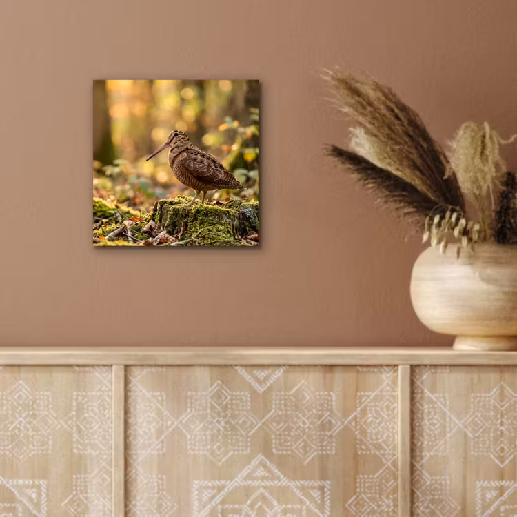 Houtsnip - Bos - Bladeren - Herfst - Gecamoufleerd aluminium wit klein -sfeer4