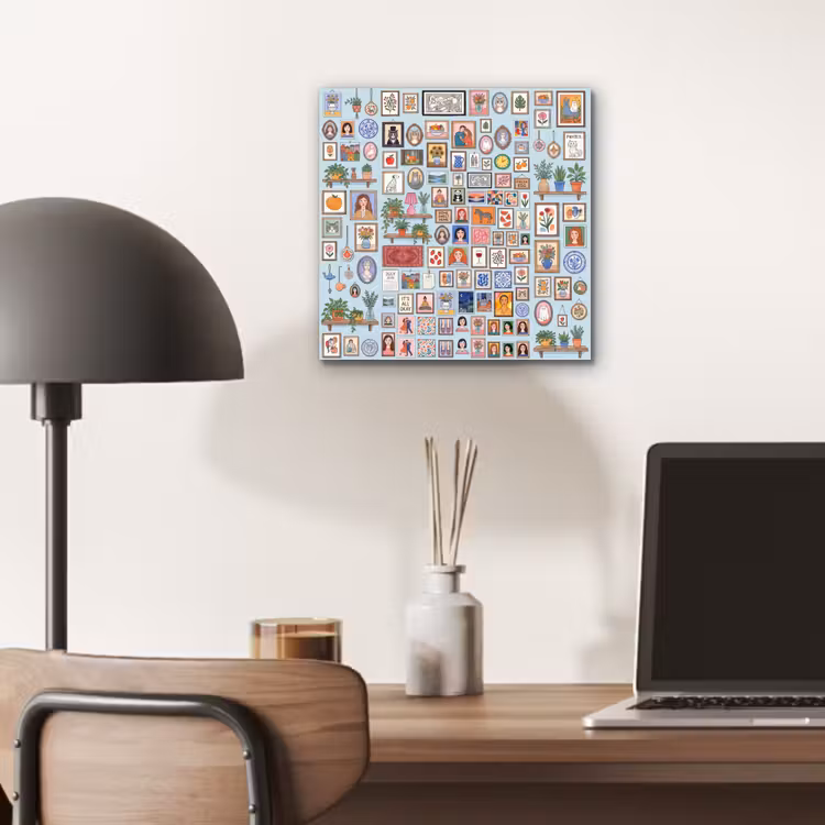 Wanddecoratie - Collectie - Huis - Illustratief - Kleurrijk aluminium wit klein -sfeer5