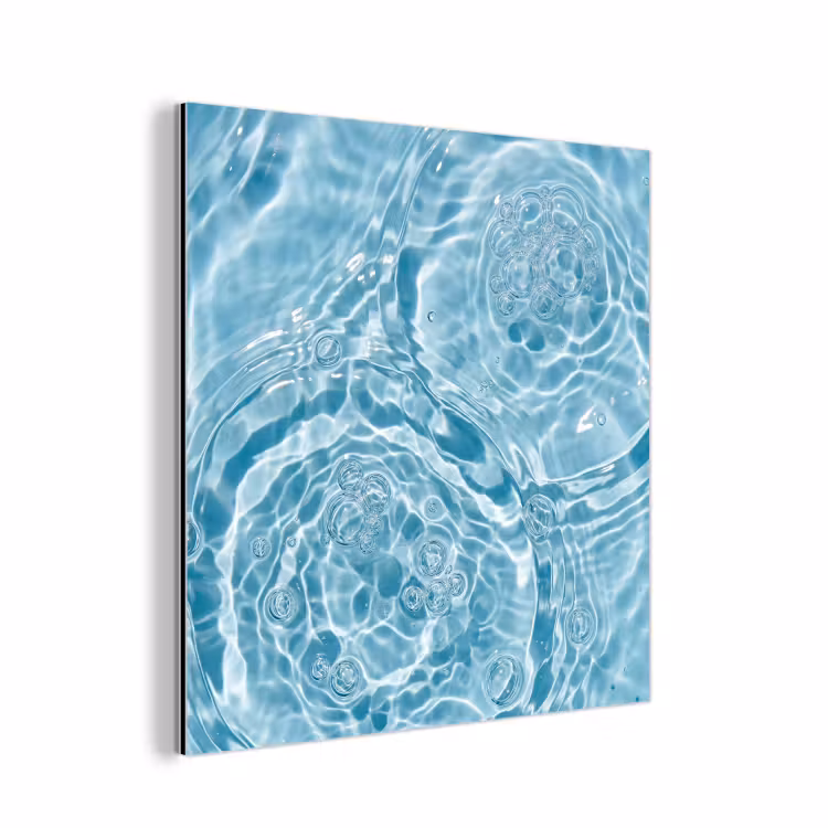 Water - Blauw - bubbels aluminium wit klein -3d