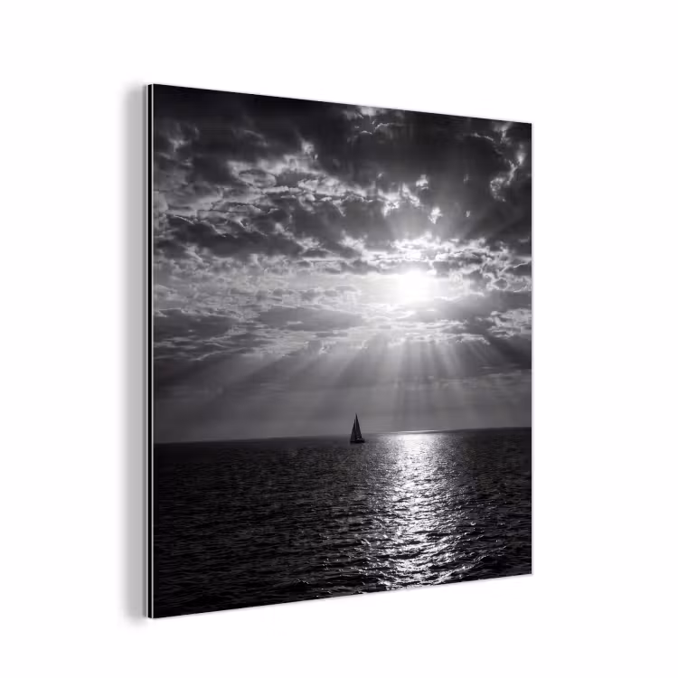 Water - Boot - Lucht - Natuur - Zwart-wit aluminium wit klein -3d