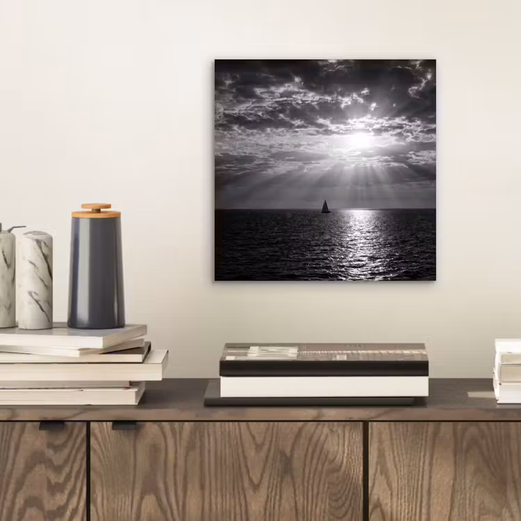 Water - Boot - Lucht - Natuur - Zwart-wit aluminium wit klein -sfeer1