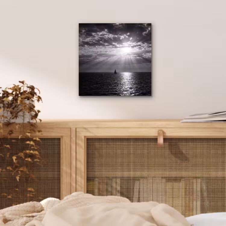 Water - Boot - Lucht - Natuur - Zwart-wit aluminium wit klein -sfeer3