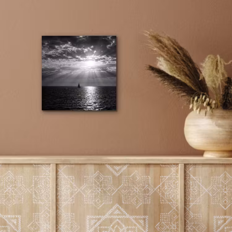 Water - Boot - Lucht - Natuur - Zwart-wit aluminium wit klein -sfeer4