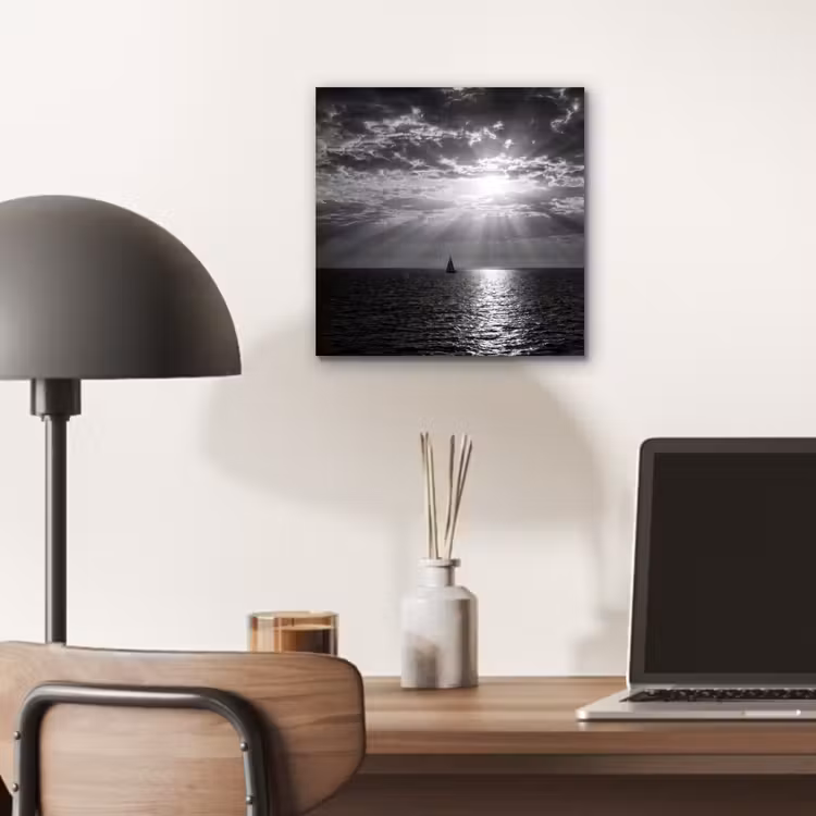 Water - Boot - Lucht - Natuur - Zwart-wit aluminium wit klein -sfeer5